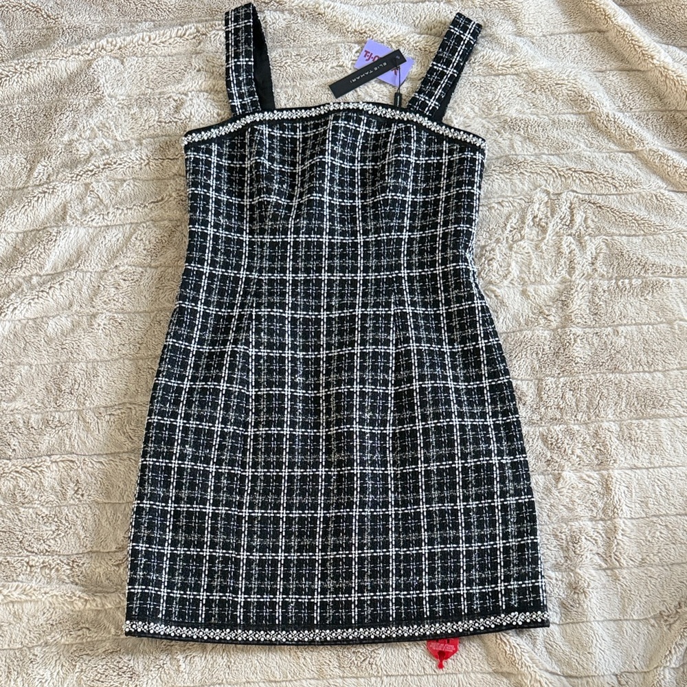 Elie Tahari Black and White Checkered Mini Dress